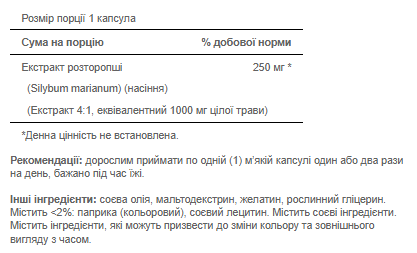 Milk Thistle 4:1 Extract 1000mg - 90softgels (Пошкоджена банка)