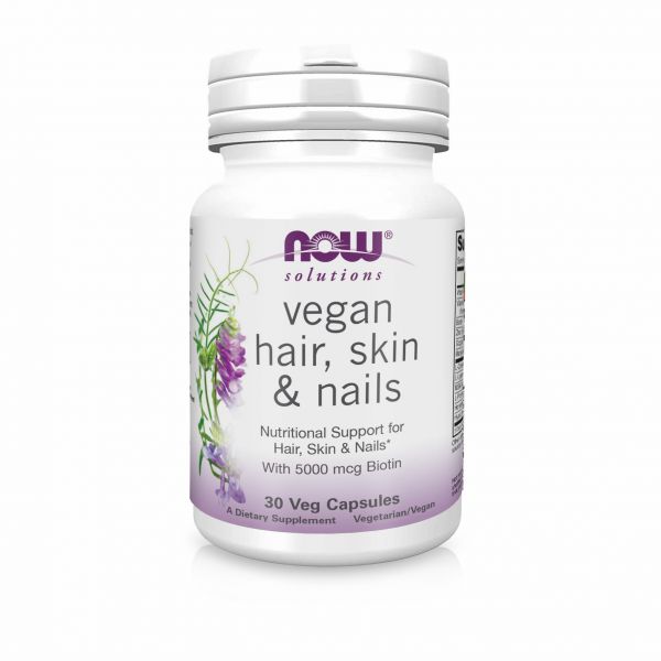 Now Vegan Hair, Skin & Nails Вегетарианские витамины для волос, кожи и ногтей