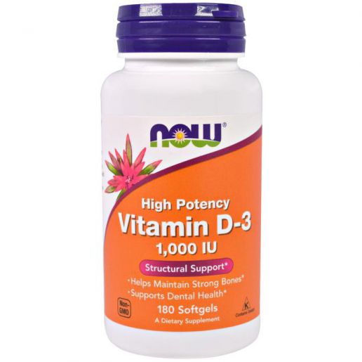 Now Vitamin D-3 1000 IU Високоактивний вітамін D3, 25 мкг (1000 МЕ)